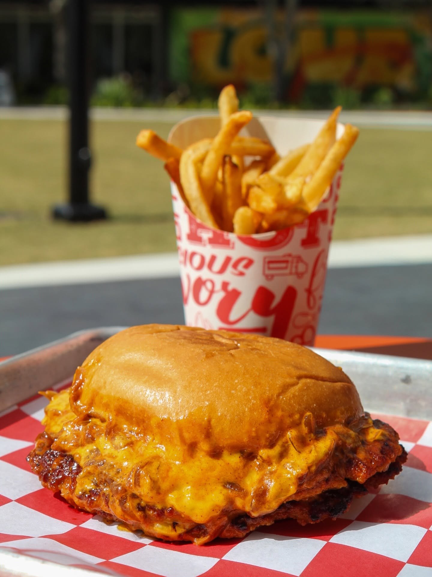 Oklahoma Onion Smash burger with onions smashed into the patty